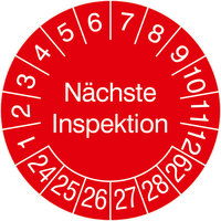 Prüfplakette, Nächste Inspektion, in Jahresfarbe, 500 Stück / Rolle, 3,0 cm Version: 24-29 - Prüfplakette 2024-2029