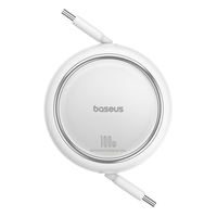 Baseus Free2Draw Mini USB-C – USB-C 100 W 1 m einziehbares Kabel – Weiß