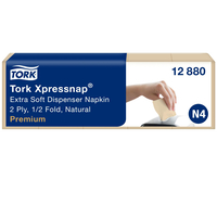 TORK XPRESSNAP SERVIETTES ENCHEVÊTRÉES EXTRA DOUCES NATURELLES POUR DISTRIBUTEUR N4, PREMIUM, PLIAGE 1/2 2 PLIS, 21,3 CM X 16,5