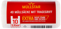 Müllsack 36x44+Griff 40ST weißtransp. MÜLLSTAR MS10T 10Liter HDPE