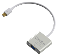 Vision TC-MDPVGA adapter kablowy 0,220 m Mini DisplayPort VGA (D-Sub) Biały