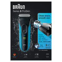 Braun Series 3 S3 ProSkin 3045s Elektrisch Scheerapparaat, Zwart/Blauw - Oplaadbaar Scheerapparaat