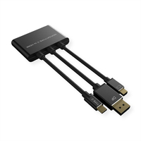 ROLINE 12.03.3139 Videokabel-Adapter 0,15 m HDMI Typ A (Standard) DisplayPort + Mini DisplayPort + USB Type-C Schwarz