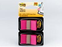 Post-It Flags, Bright Pink, 1 in Wide, 50/Dispenser, 2 Dispensers/Pack self adhesive flags 50 vel