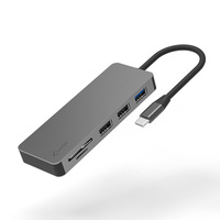 Xlayer USB 3.0 HUB Typ C 7-IN-1 grau 3xUSB A,1xHDMI,1xSD Slot,1xUSB C-PD 87W