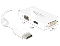 Adapter Displayport 1.1 Stecker an VGA / HDMI / DVI Buchse Passiv weiß, Delock® [62655]