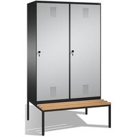 EVOLO cloakroom locker, with bench, door for 2 compartments