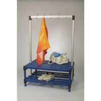Cloakroom bench with hooks - Double sided - Blue