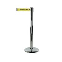 Tensator® Advance retractable barrier system with text webbing - Polished chrome post with Do not enter message