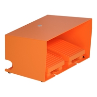 Fußschalter, Harmony XPE, doppelt, Metall, orange 1-stufig, 2Ö+2S, IP66, mit Schutzhaube