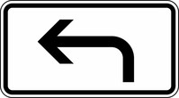 Verkehrszeichen VZ 1000-11 Richtung der Gefahrstelle, linksweisend, 330 x 600, 2mm flach, RA 1