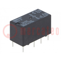 Relay: electromagnetic; DPDT; Ucoil: 24VDC; Icontacts max: 2A; PCB