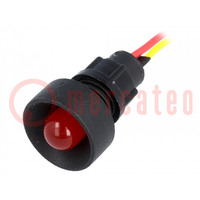 Controlelampje: LED; hol; rood; 12÷24VDC; 12÷24VAC; Ø13mm; IP20