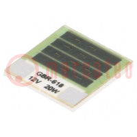 Resistor: thick film; heating; glued; 7.2Ω; 20W; 12.7x12.7x1mm