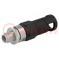 Plug; M12; PIN: 4; male; D code-Ethernet; for cable; crimped; IP67