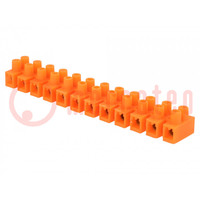 Terminal block; screw terminal; 6mm2; 400V; 41A; ways: 12; orange