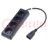 Cable; 3x1mm2; CEE 7/5 (E) socket,IEC C14 male; PVC; 0.3m; black
