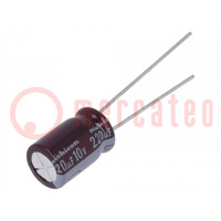 Condensateur: électrolytique; low ESR; THT; 220uF; 10VDC; ±20%