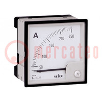 Ampermérő; panelre; I AC: 0÷250A; Osztály: 1,5; 50÷60Hz; 96x96x68mm