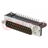 D-Sub; PIN: 25; socket; male; for panel mounting; angled 90°; 5A