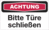 Focus-Schild - ACHTUNG<br>Bitte Türe schließen, Rot/Schwarz, 15 x 25 cm, Text
