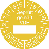 Prüfplakette, Geprüft gemäß VDE, in Jahresfarbe, 500 Stück / Rolle, 2,5 cm Version: 26-31 - Prüfplakette 2026-2031