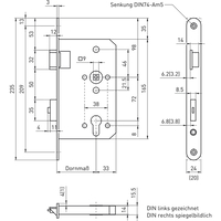 Produktbild zu BMH Fluchttürschloss 6128 2-flg. Funktion B/EN 1125, rechts, Edelstahl