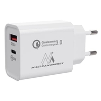 CARGADOR DE RED MACLEAN 20W, PD, POWER DELIVERY, QUALCOMM QUICK CHARGE, QC 3.0, 5V3A/9V2.22A/12V1.67A, BLANCO, MCE485W
