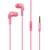Słuchawki przewodowe jack 3,5 mm różowe