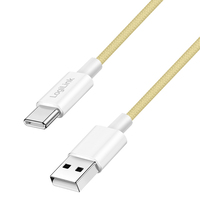 LogiLink USB 2.0 Type-C-Kabel, C/M zu A/M, Nylon-Ummantelung, 60W, gelb, 0,5 m