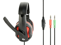 Gembird GHS-03 hoofdtelefoon/headset Bedraad Hoofdband Gamen Zwart, Rood