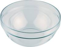 Glasschale mit einem Inhalt von 2,5 Liter, 23 cm Durchmesser.
