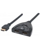 Manhattan Video-Switch Adapter Digital / Display / Video integriertes Kabel 0,5 m Farbig Schwarz 2-Port HDMI-Switch