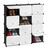 Relaxdays Schuhschrank, 24 Fächer mit Türen, Regalsystem modular, Kunststoff & Metall, HxBxT 125x125x32 cm, schwarz-weiß