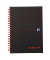 Black n Red A5 Wirebound Hard Cover Notebook Ruled 140 Pages Matt Black/(Pack 5)