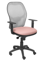 Silla Operativa de oficina Jorquera malla gris asiento bali rosa pálido
