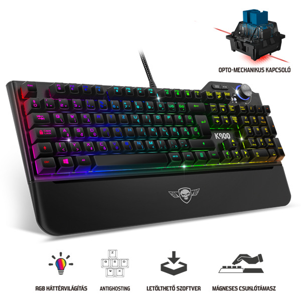 Spirit of Gamer Spirit of Gamer Billentyűzet Mechanikus - XPERT K900 (105 gomb, SOG Blue , RGB LED,USB, full anti-ghost, fekete, magyar)