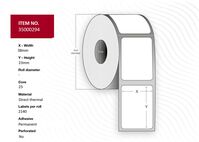 Label 38x23 - Core 25. White. Premium. DT. Permanent. 2.140 labels per roll. 4 rolls per box. Black Mark 25 mm core. 4pcs/Box Thermal Druckeretiketten