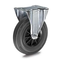 Solid rubber tyre on plastic rims