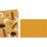 Grußkarten+Umschläge Weihnachts-Potpourri 11,3x16,5cm VE=5 Sets orange