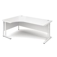 Traditional ergonomic desks - delivered and installed - white frame, white top, left hand, 1800mm