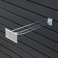 Potence Système de paroi perforée / Suspension de marchandises / Crochet double pour paroi à lamelles avec poche pendulaire | 300 mm