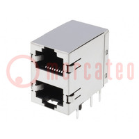 Socket; RJ45; PIN: 8; Cat: 5; shielded,double; Layout: 8p8c; on PCBs