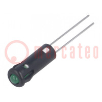 Indicator: LED; prominent; green; Ø5.2mm; IP40; for PCB; ØLED: 3mm