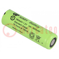 Re-battery: Ni-MH; AA; 1.2V; 1800mAh; Ø14.5x50mm; 180mA
