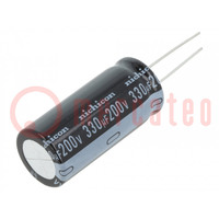 Capacitor: electrolytic; THT; 330uF; 200VDC; Ø18x40mm; Pitch: 7.5mm