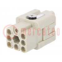 Connector: HDC; vrouwelijk; HQ; PIN: 8; 7+PE; maat 1; contactloos