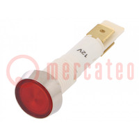 Indicator: LED; flat; red; 12VDC; 12VAC; Ø10mm; plastic; Body: silver