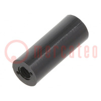 Spacer sleeve; cylindrical; polyamide; M4; L: 20mm; Øout: 8mm; black