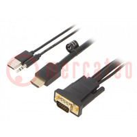 Cable; HDMI 1.4; PVC; 2m; black; 32AWG; Core: Cu,tinned